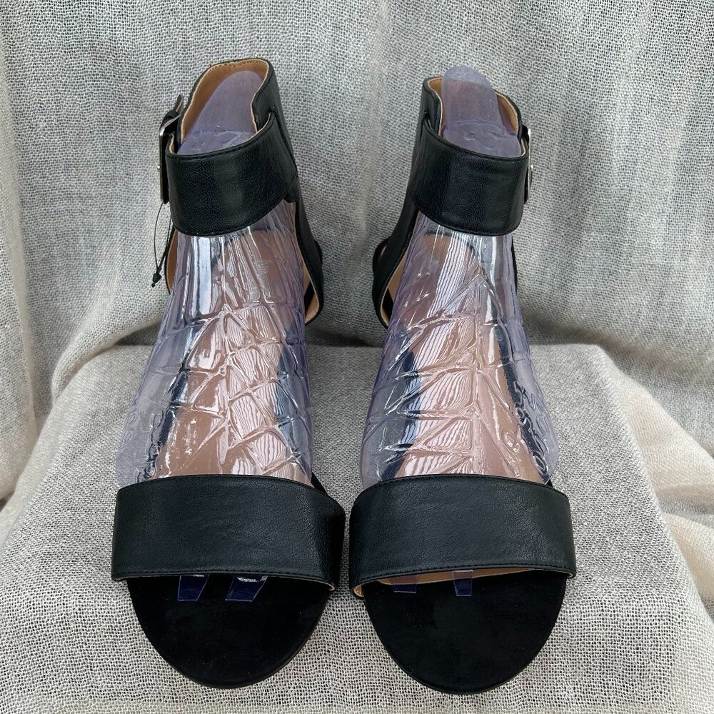 New Nine West Pepperman Women's Black Leather Sandals 9.5M